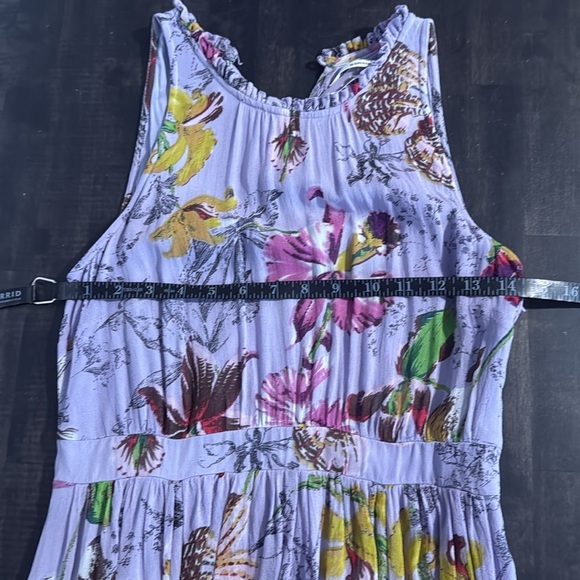 Anthropologie Lavender Floral Midi Dress Smock Back Waistband Size 8 - Picture 7 of 11